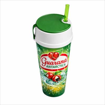 Copo Plástico In Mold Label com Tampa Porta Snacks 550ml