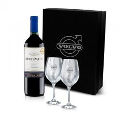 Kit Bebida Com Vinho e Taças Personalizado