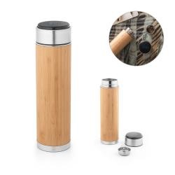 Squeeze Térmico Em Aço Inox Reciclado e Bambu 430ml Para Brindes